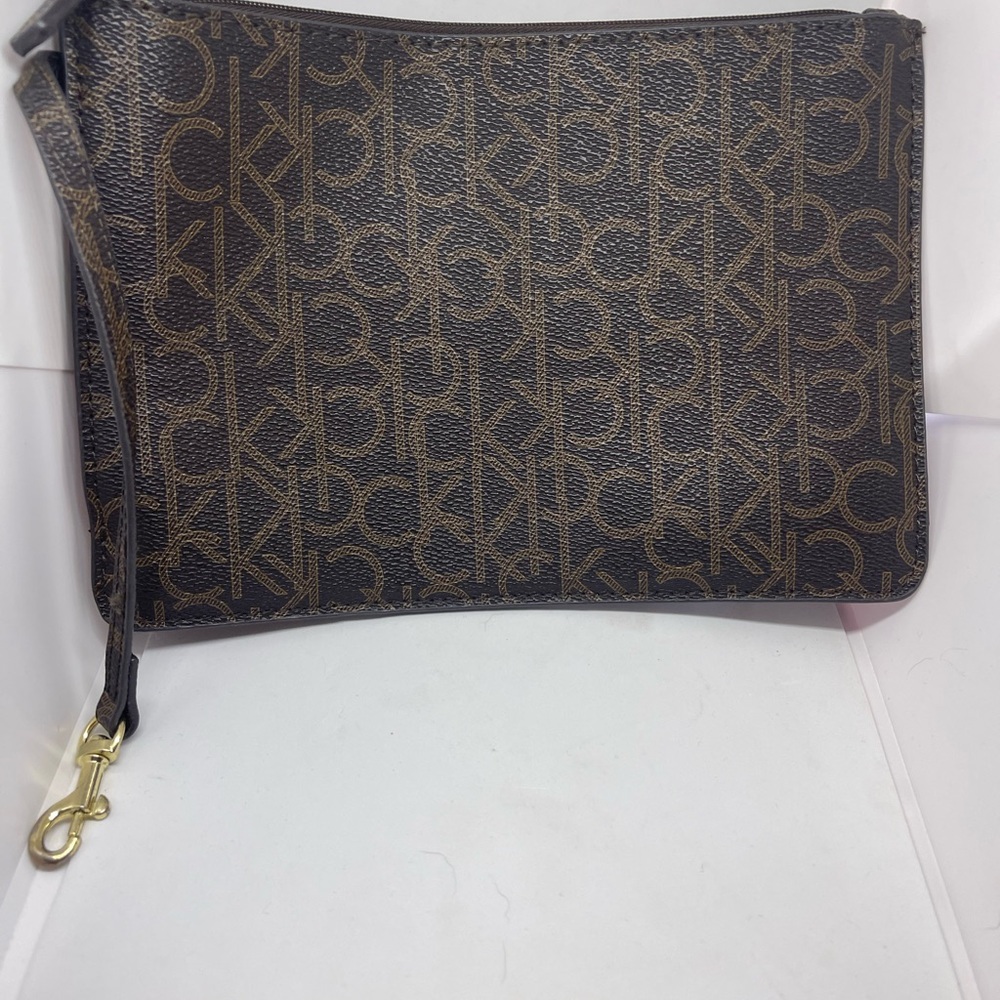 Calvin Klein‎ Black and Brown Monogram Clutch